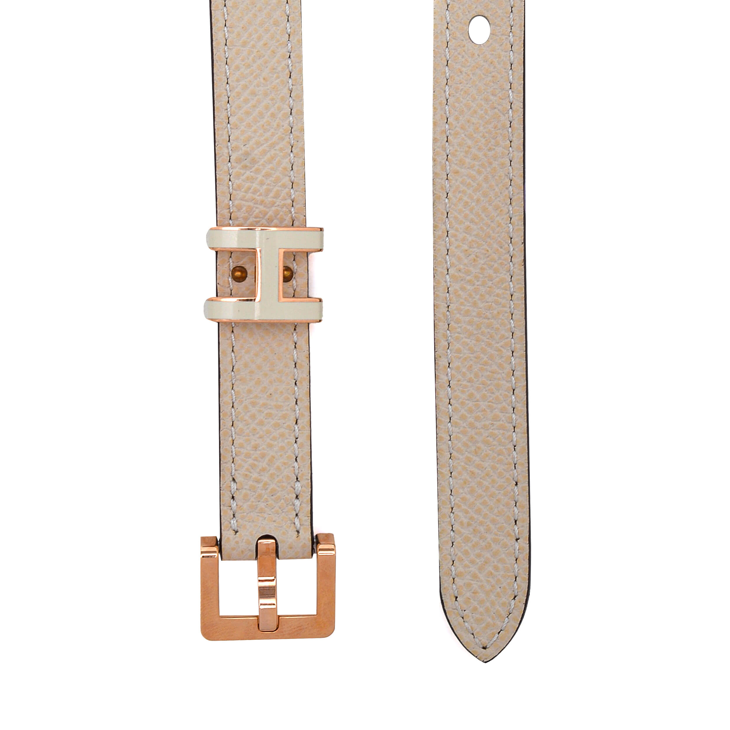 Hermes-Beige&Rose Gold Epsom Leather Pop H 15MM belt